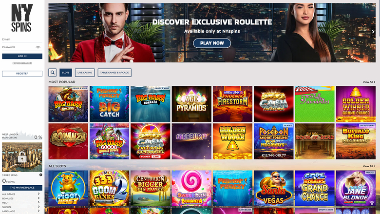 NYspins Casino — Homepage