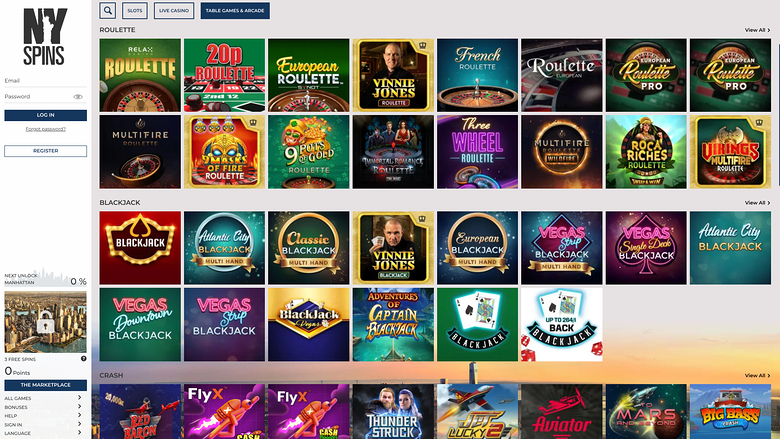 NYspins Casino — Games lobby