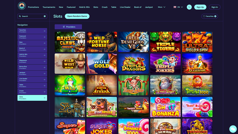 Ocean Breeze Casino — Games lobby