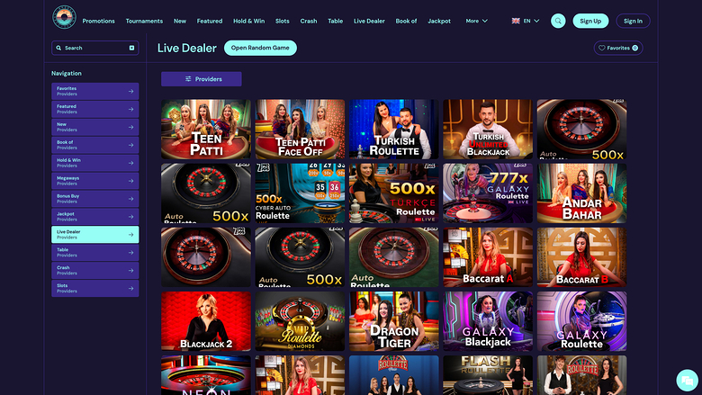 Ocean Breeze Casino — Live dealer lobby