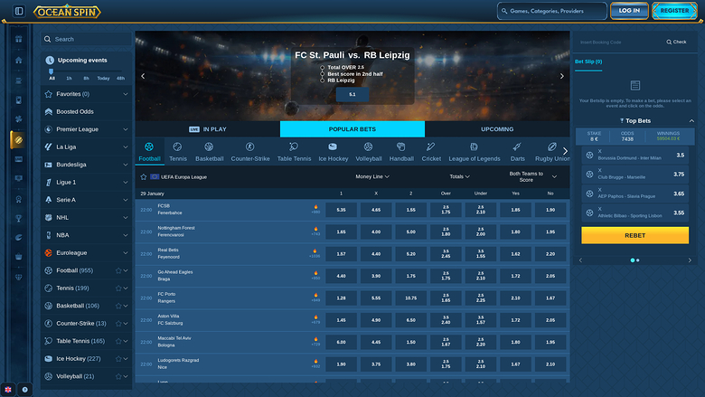 Oceanspin Casino — Sport