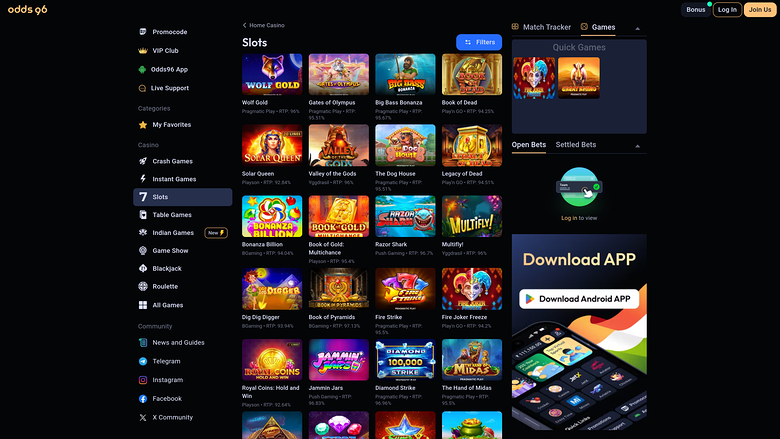 Odds96 Casino — Games lobby