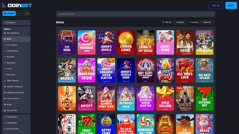 Odinbet Casino — Games lobby