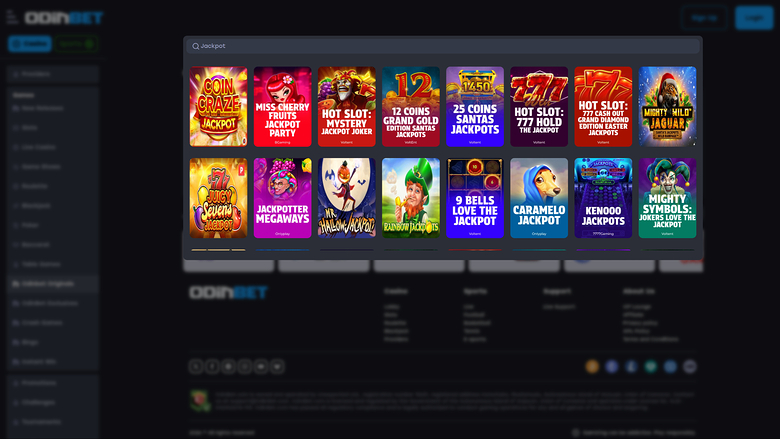 Odinbet Casino — Jackpot games
