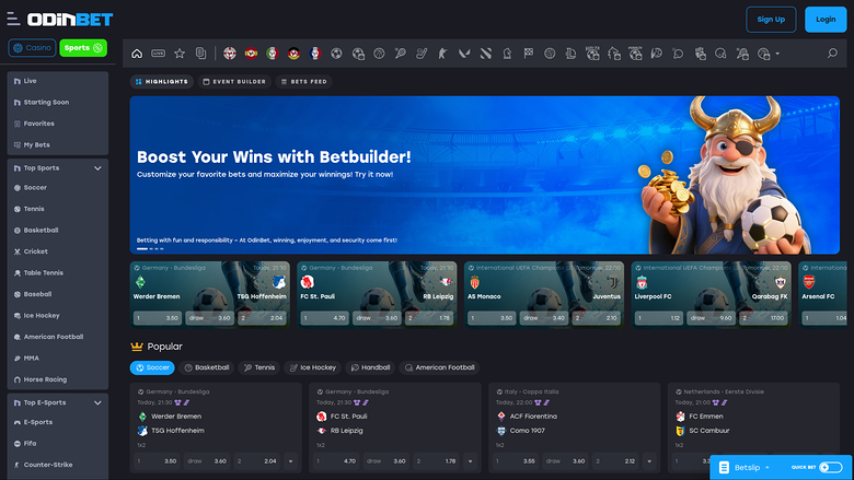 Odinbet Casino — Sportsbook