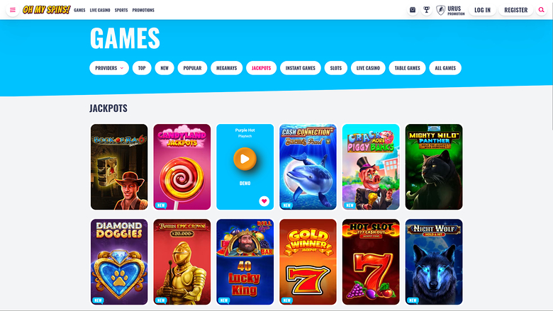 Oh My Spins Casino — Jackpot games