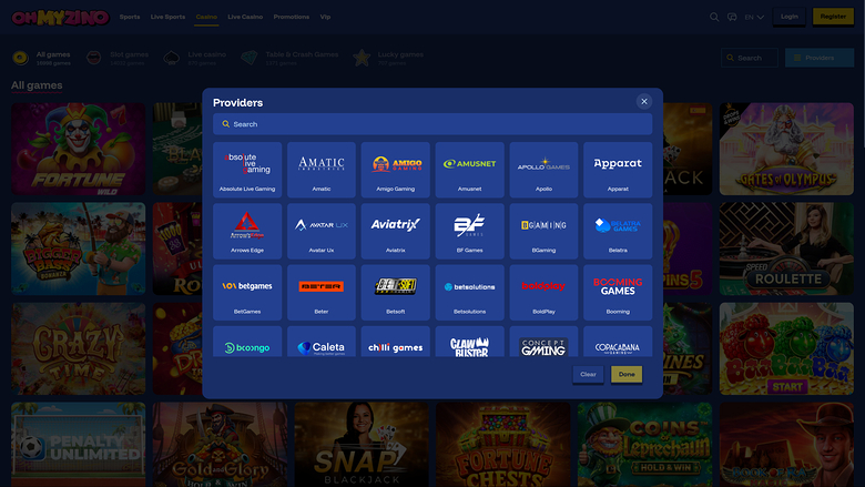OhMyZino Casino — Games by studio