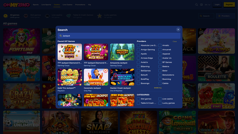 OhMyZino Casino — Jackpot games