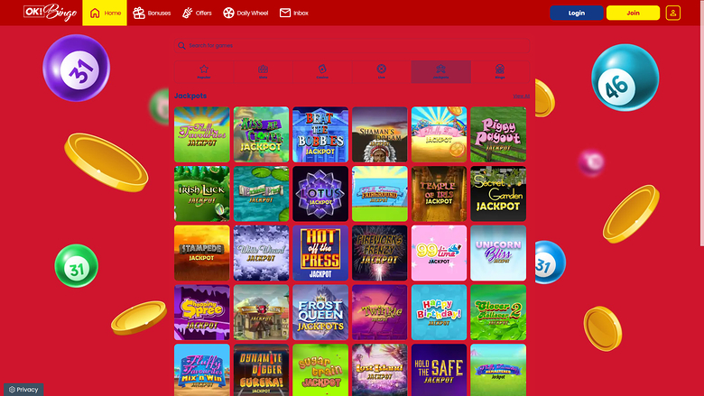Ok Bingo — Jackpot games