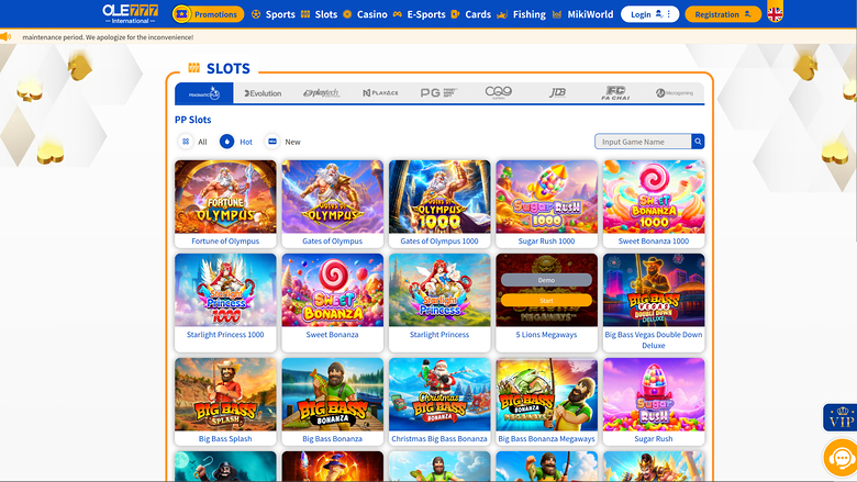 Ole777 Casino — Games lobby