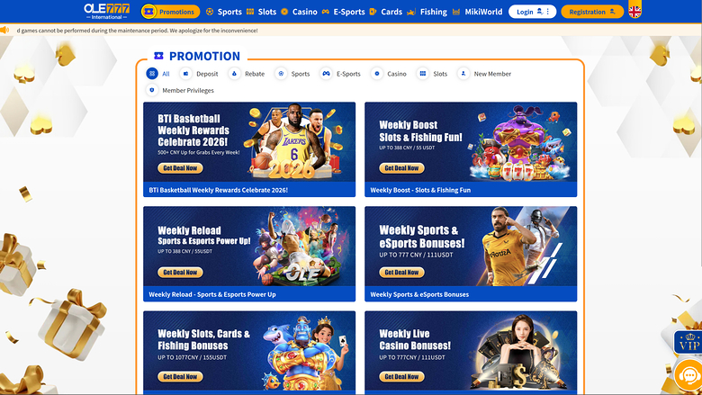 Ole777 Casino — Promotions page