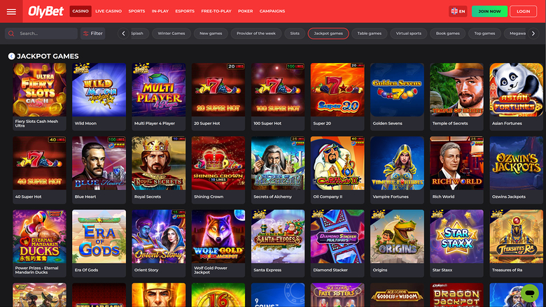 Olybet Casino — Jackpot games