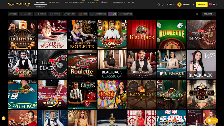 Olympia Casino — Live dealer lobby