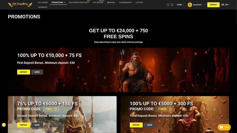Olympia Casino — Promotions page