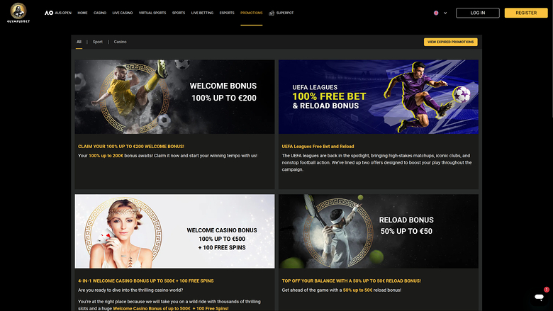 Olympusbet Casino — Promotions page