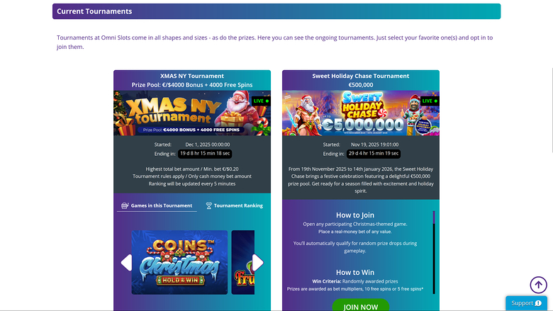 Omni Slots Casino — Tournaments