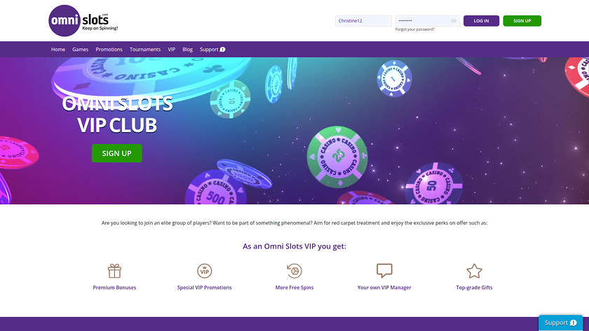Omni Slots Casino — VIP section