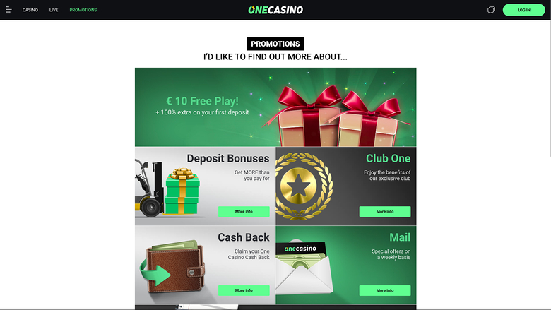 One Casino — Promotions page