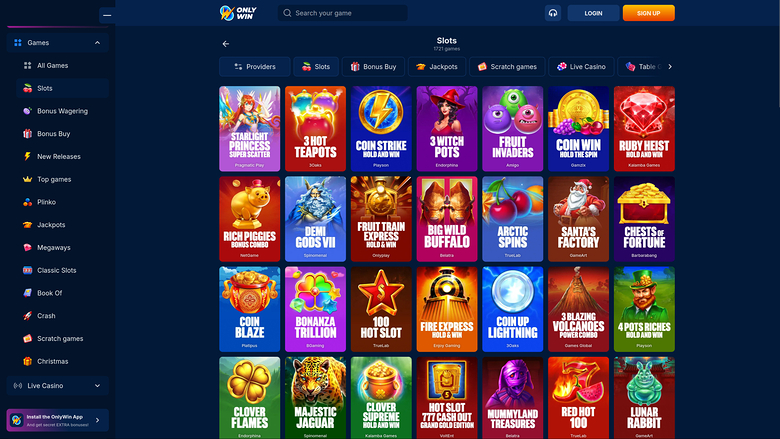 Only Win Casino — Games lobby