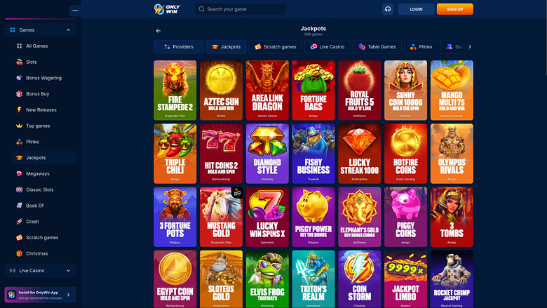 Only Win Casino — Jackpot games