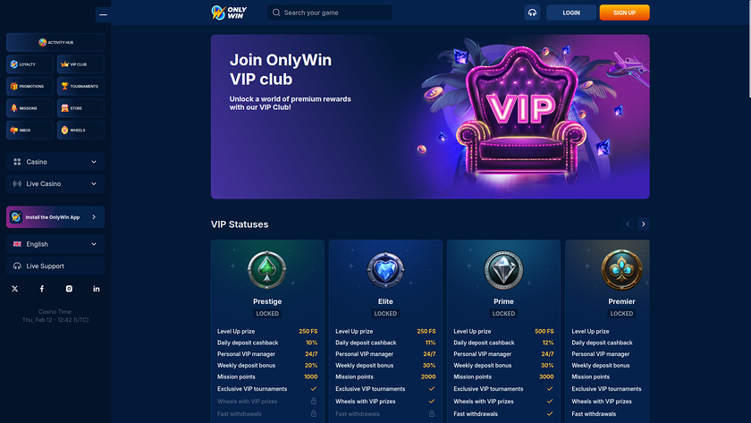 Only Win Casino — VIP section