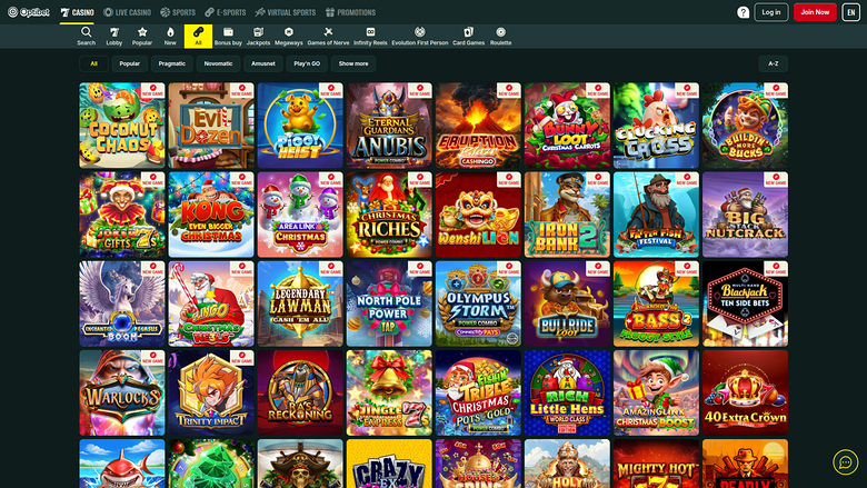 Optibet Casino — Games lobby