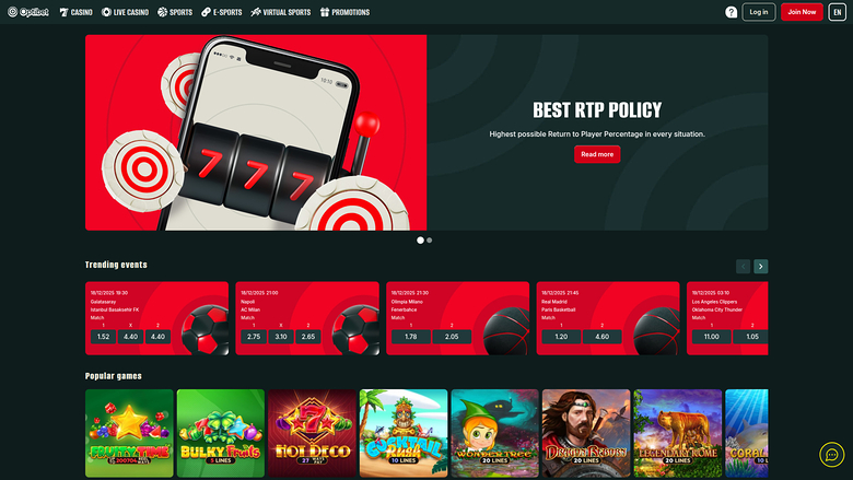 Optibet Casino — Homepage