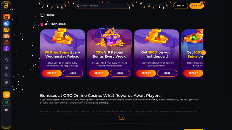 Oro.gg Casino — Promotions page