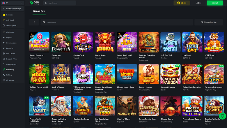 Osh Casino — Bonus page