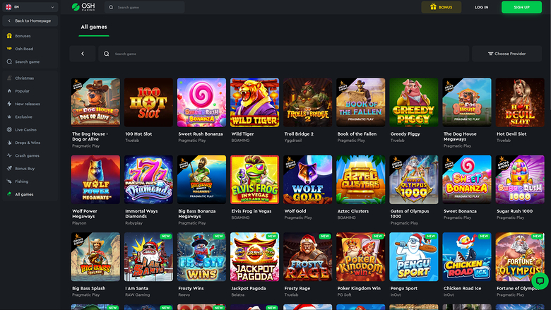 Osh Casino — Games lobby