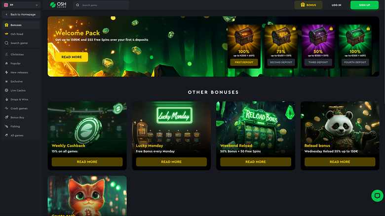 Osh Casino — Promotions page