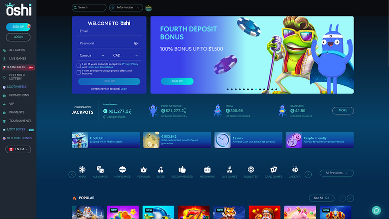 Oshi Casino — Homepage
