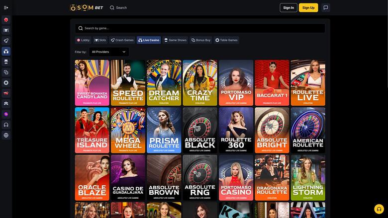 Osombet Casino — Live dealer lobby