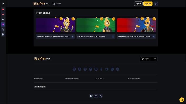 Osombet Casino — Promotions page