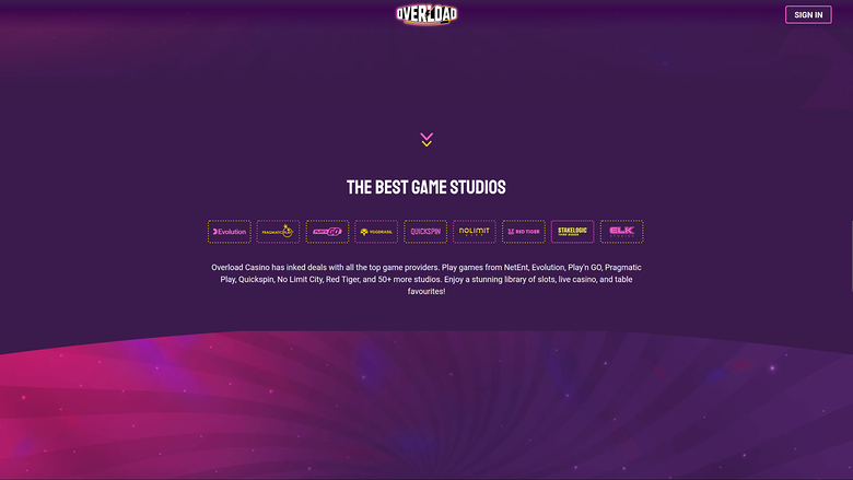 Overload Casino — Games by studio