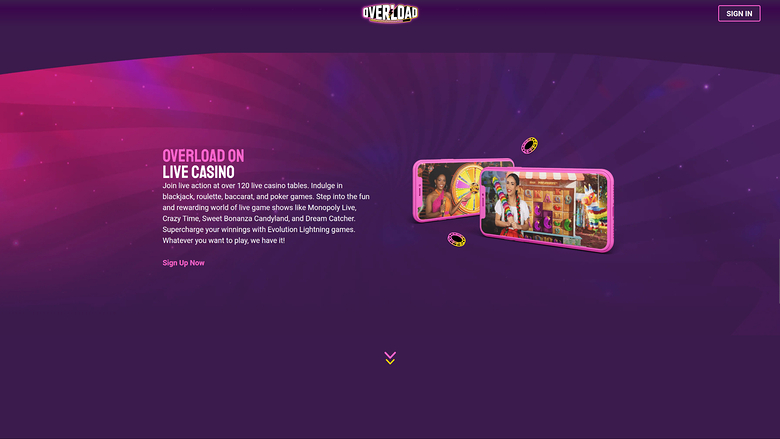 Overload Casino — Live dealer lobby
