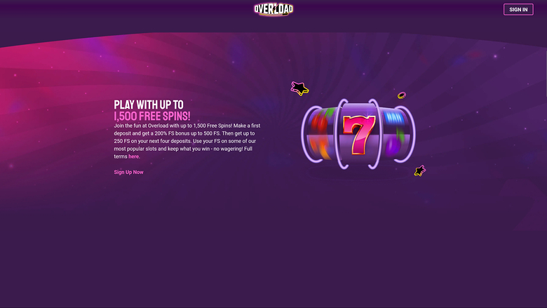 Overload Casino — Promotions page