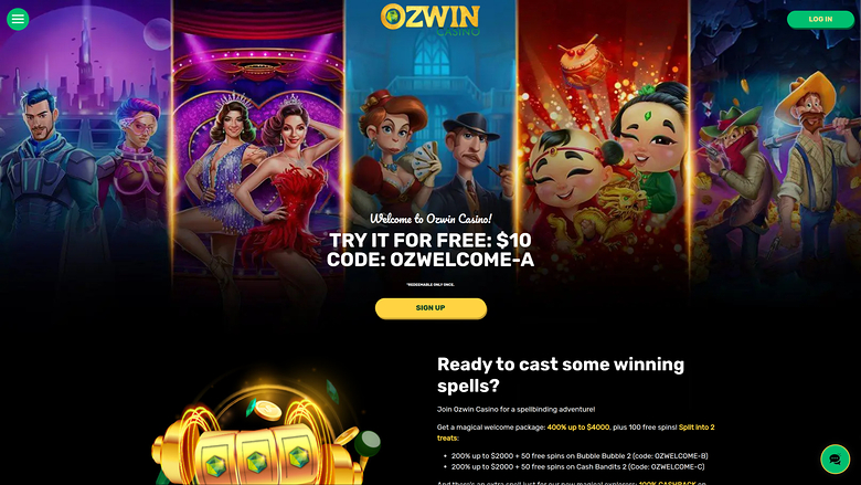 Ozwin Casino — Homepage