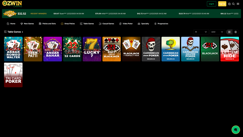 Ozwin Casino — Games lobby
