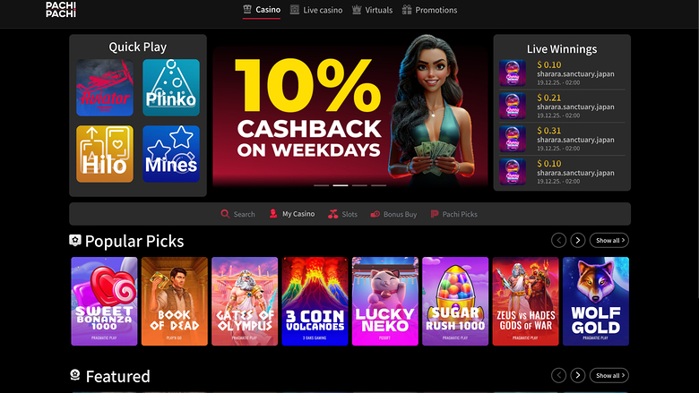 PachiPachi Casino — Homepage