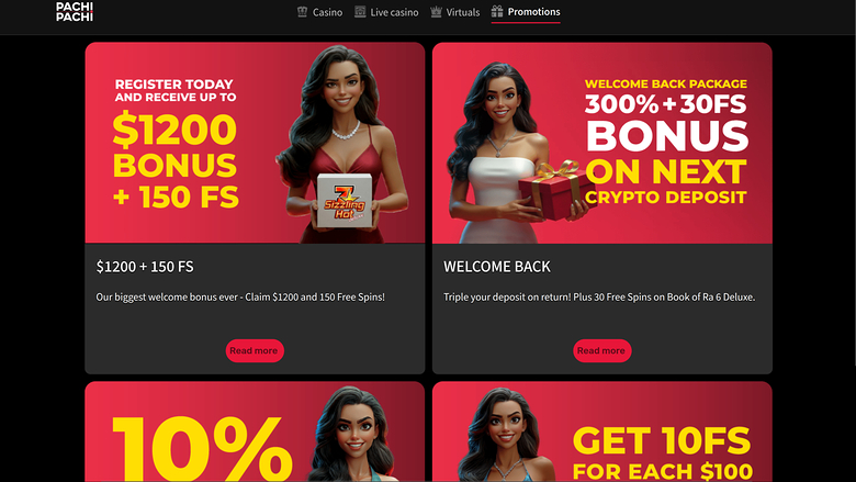 PachiPachi Casino — Promotions page