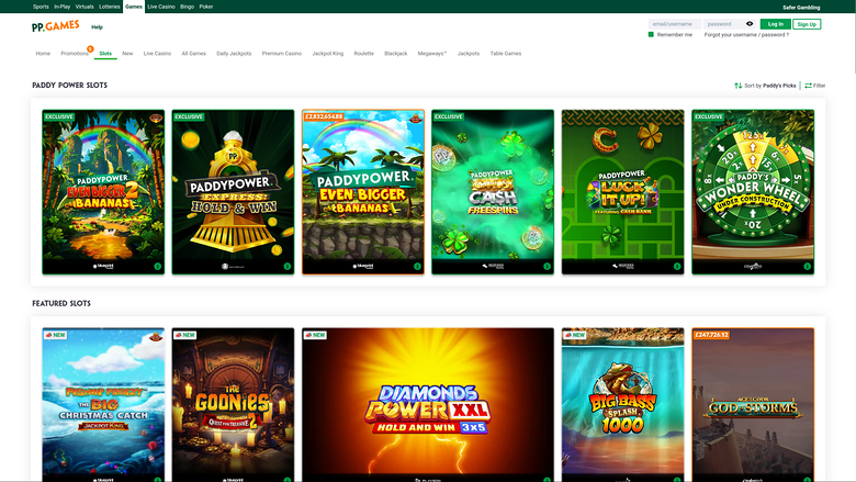 Paddy Power Casino — Games lobby