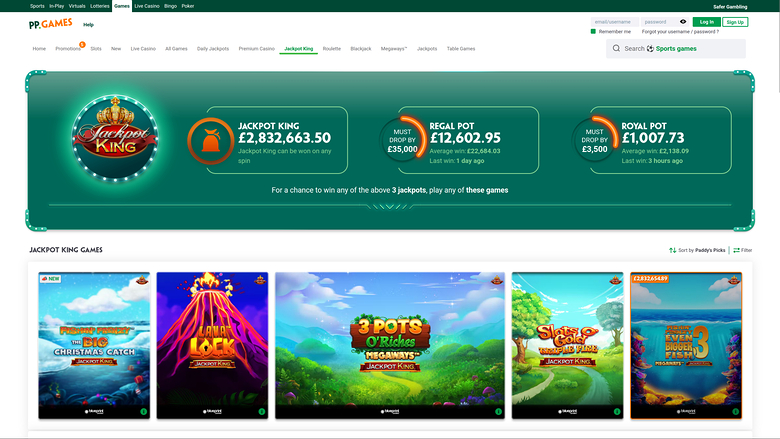 Paddy Power Casino — Jackpot games