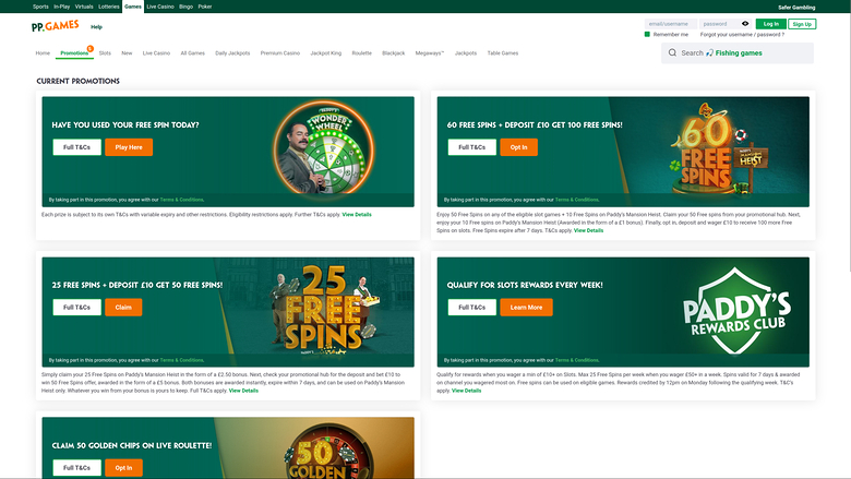 Paddy Power Casino — Promotions page
