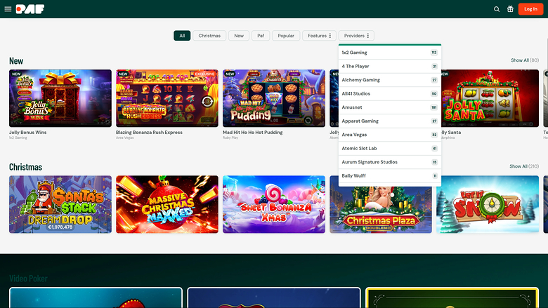 Paf Casino — Games by studio
