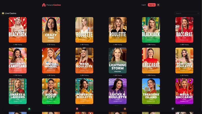 Palace Casino — Live dealer lobby