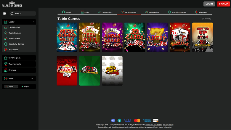 Palace of Chance — Games lobby