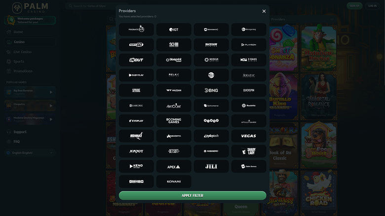 Palm Casino — Games by studio