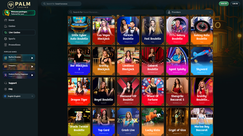 Palm Casino — Live dealer lobby
