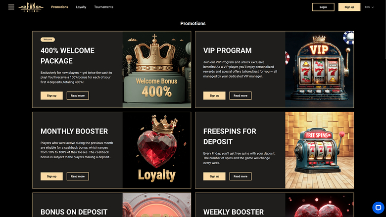 Pan Casino — Promotions page